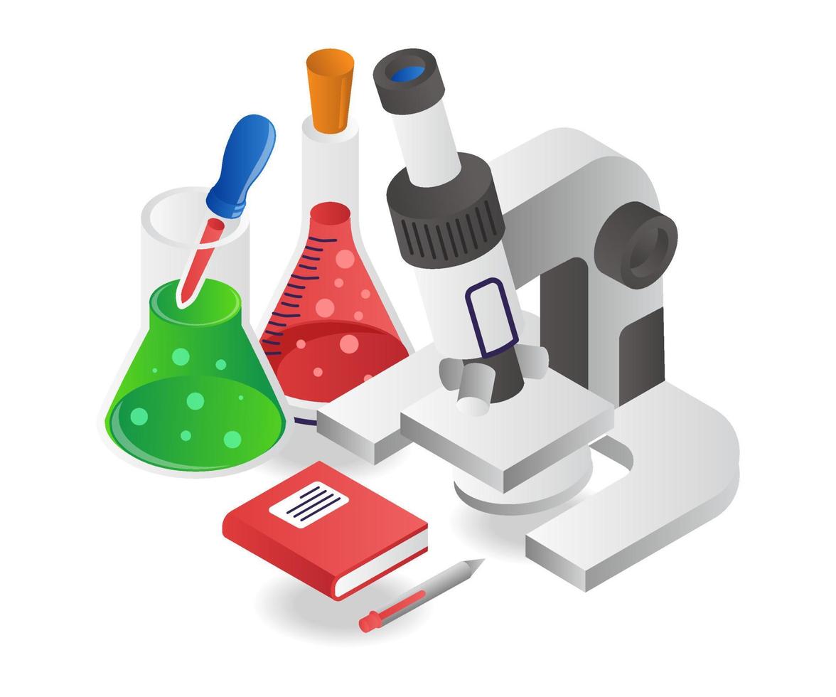 Laboratory experiment microscope bottle vector