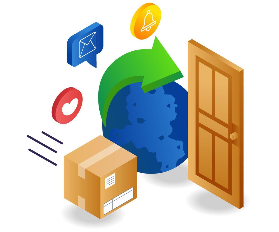 Deliver the package of goods to the door vector