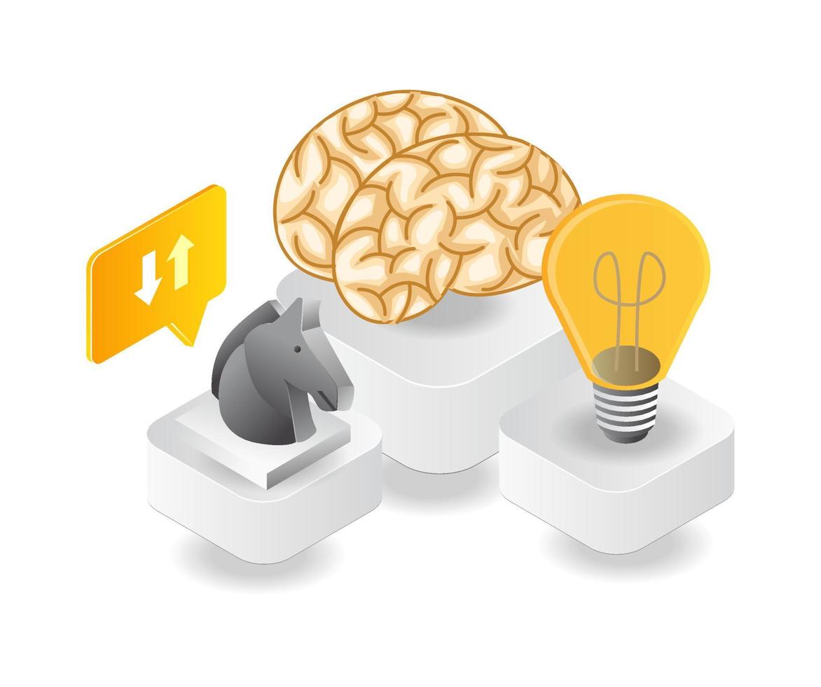 estrategia de caballos e ideas cerebrales vector