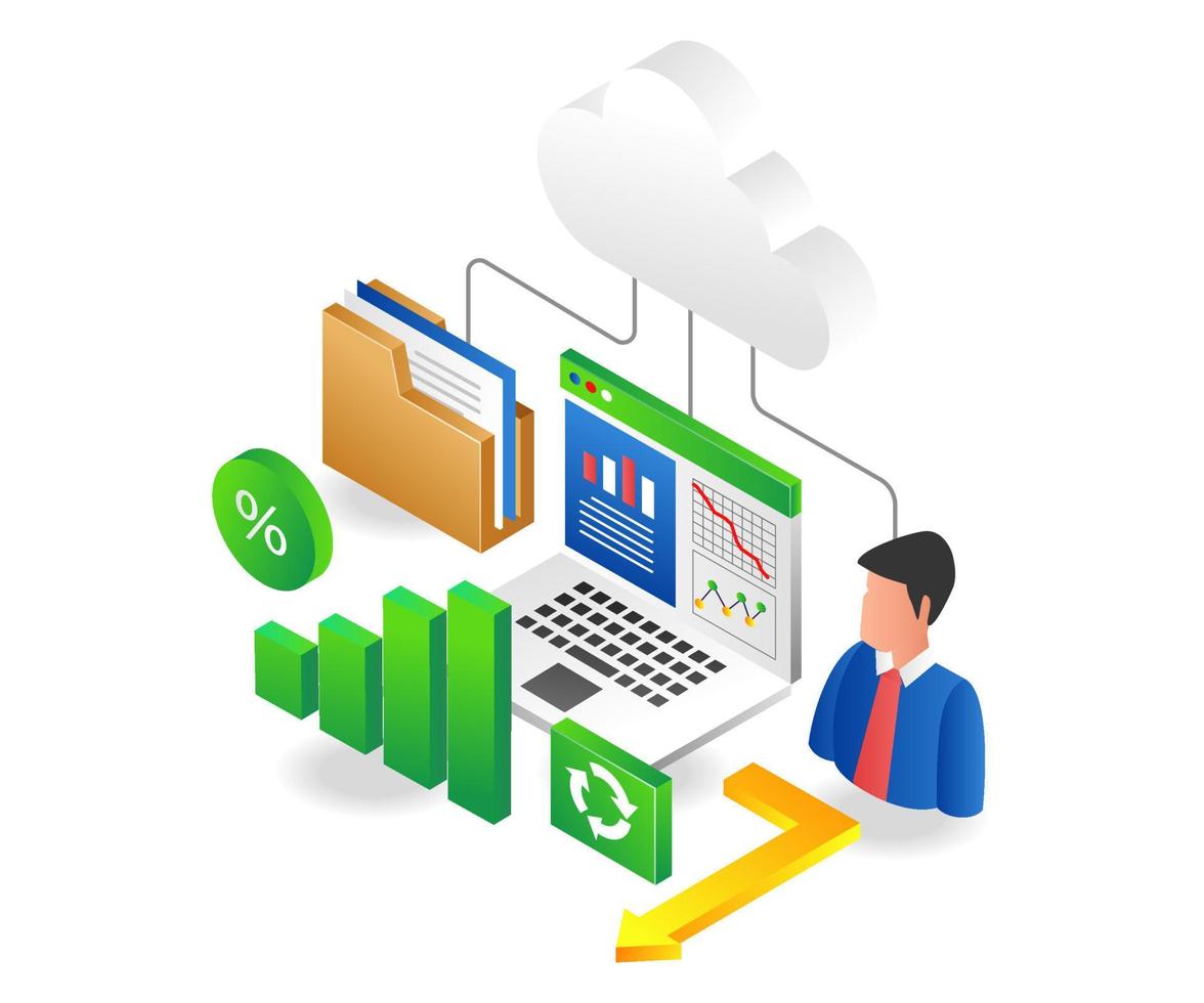 Process data analysis cloud server vector