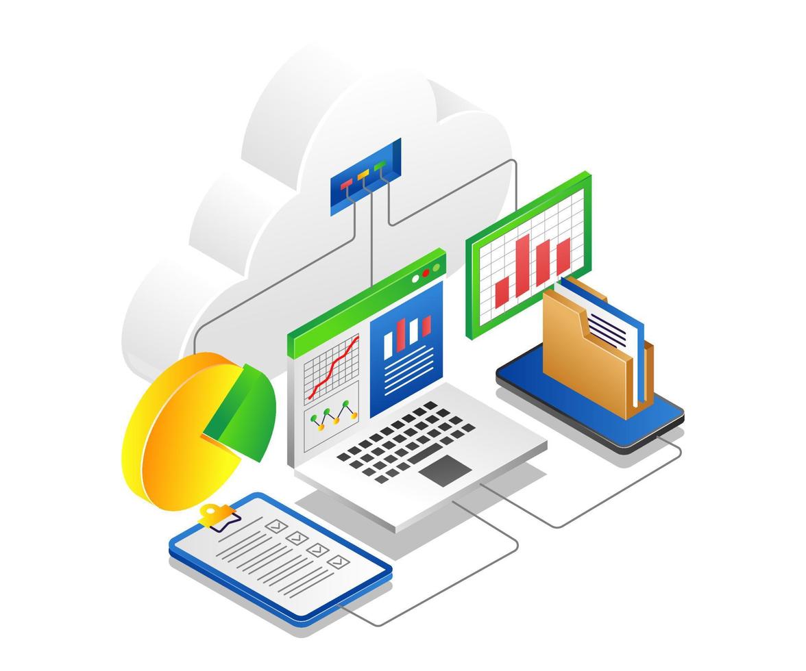 lista de comprobación de datos de análisis del servidor en la nube vector