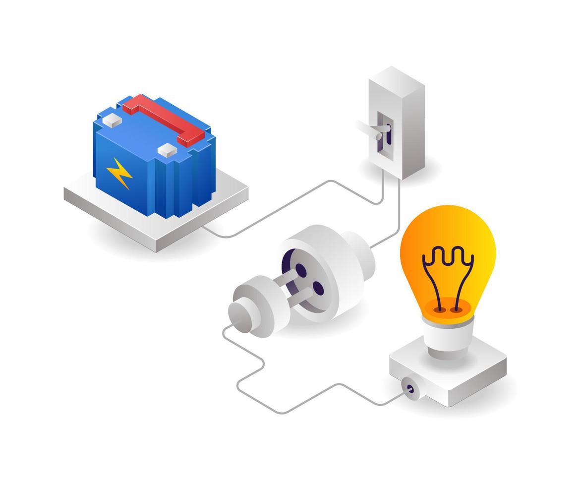 Battery powered electricity with switch vector
