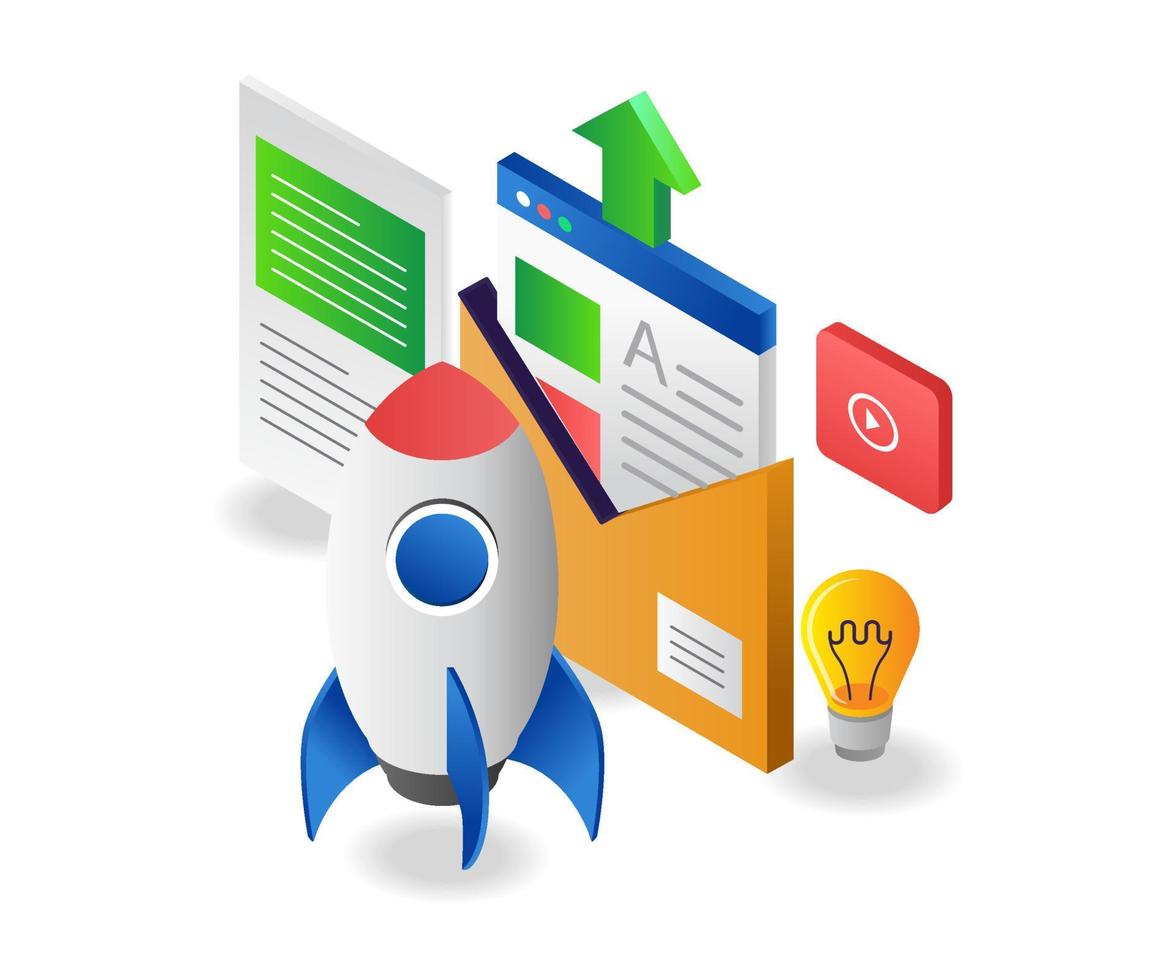 Rocket email digital marketing strategy vector