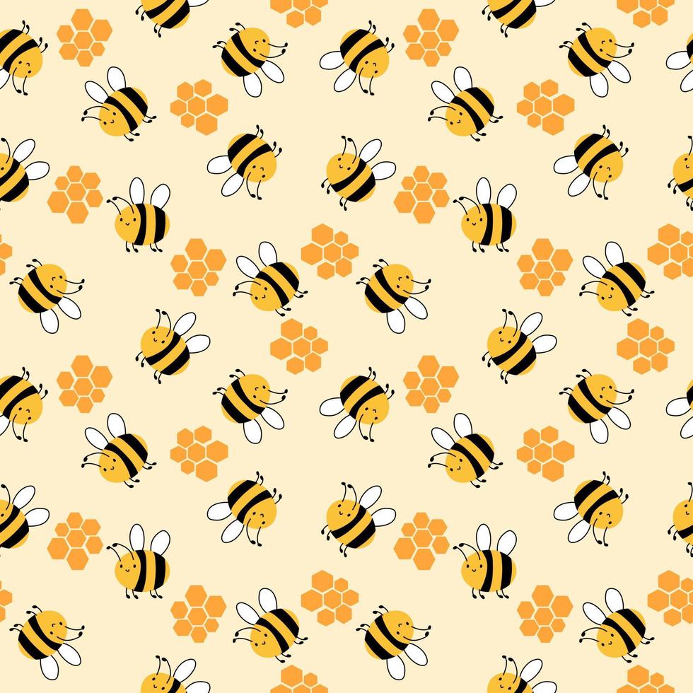Cute seamless pattern with little bees. Wrapping paper pattern. Patterns for decoration. Bees and honeycombs. vector
