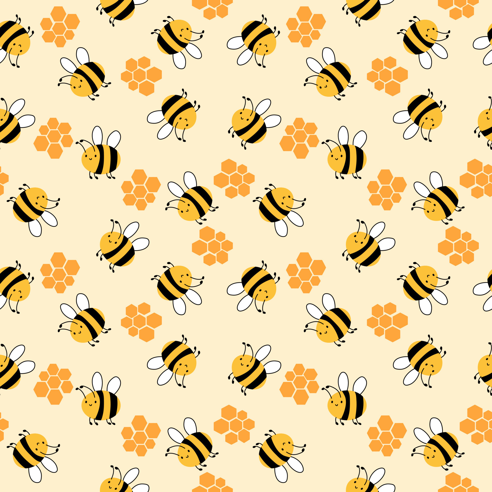 Cute seamless pattern with little bees. Wrapping paper pattern