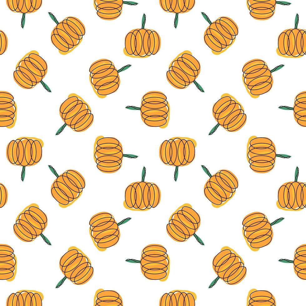 Seamless pattern with pumpkins. Line style vector. Patterns for decoration. Wrapping paper pattern. vector