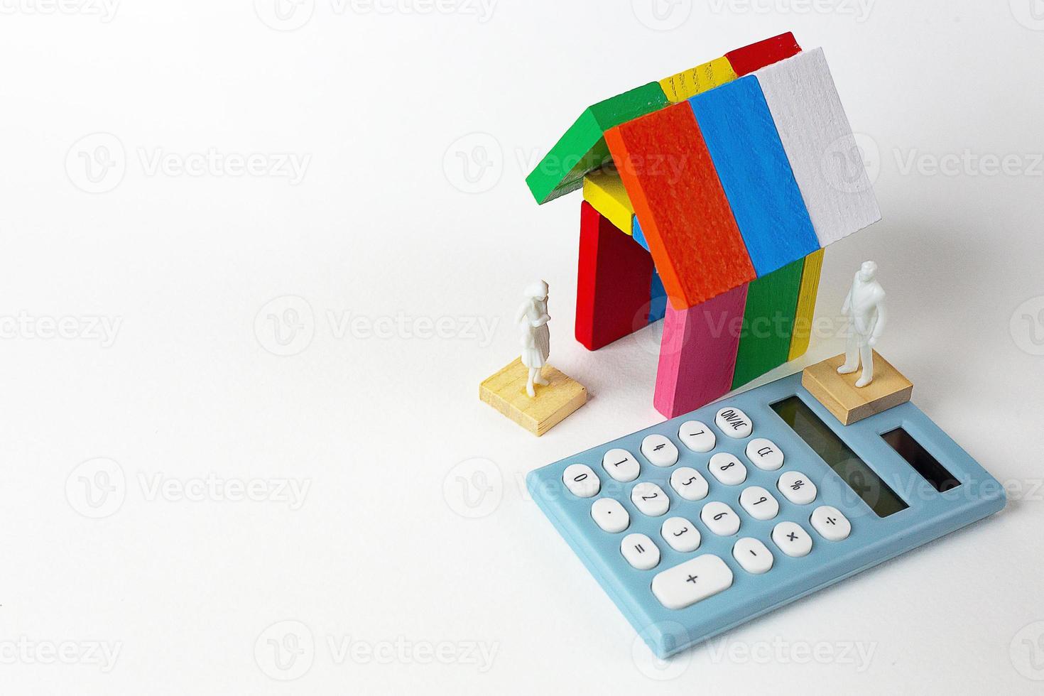 The domino multi color build home on white background. photo