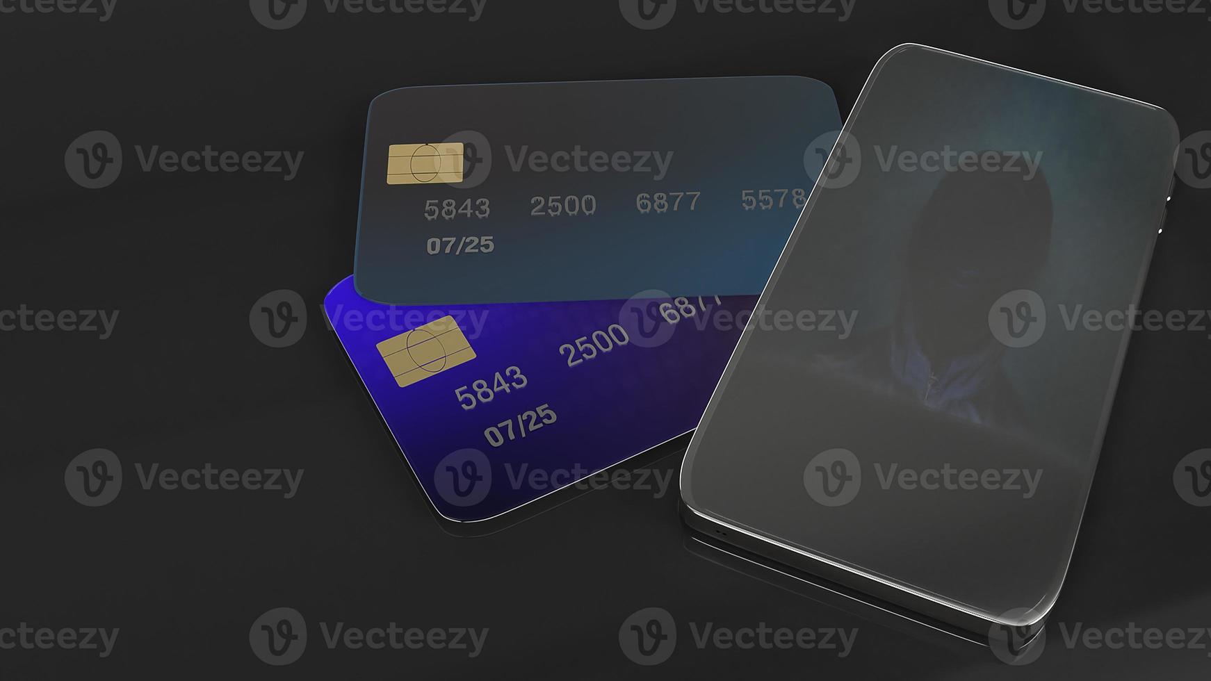 mobile and credit card for cybersecurity concept 3d rendering. photo