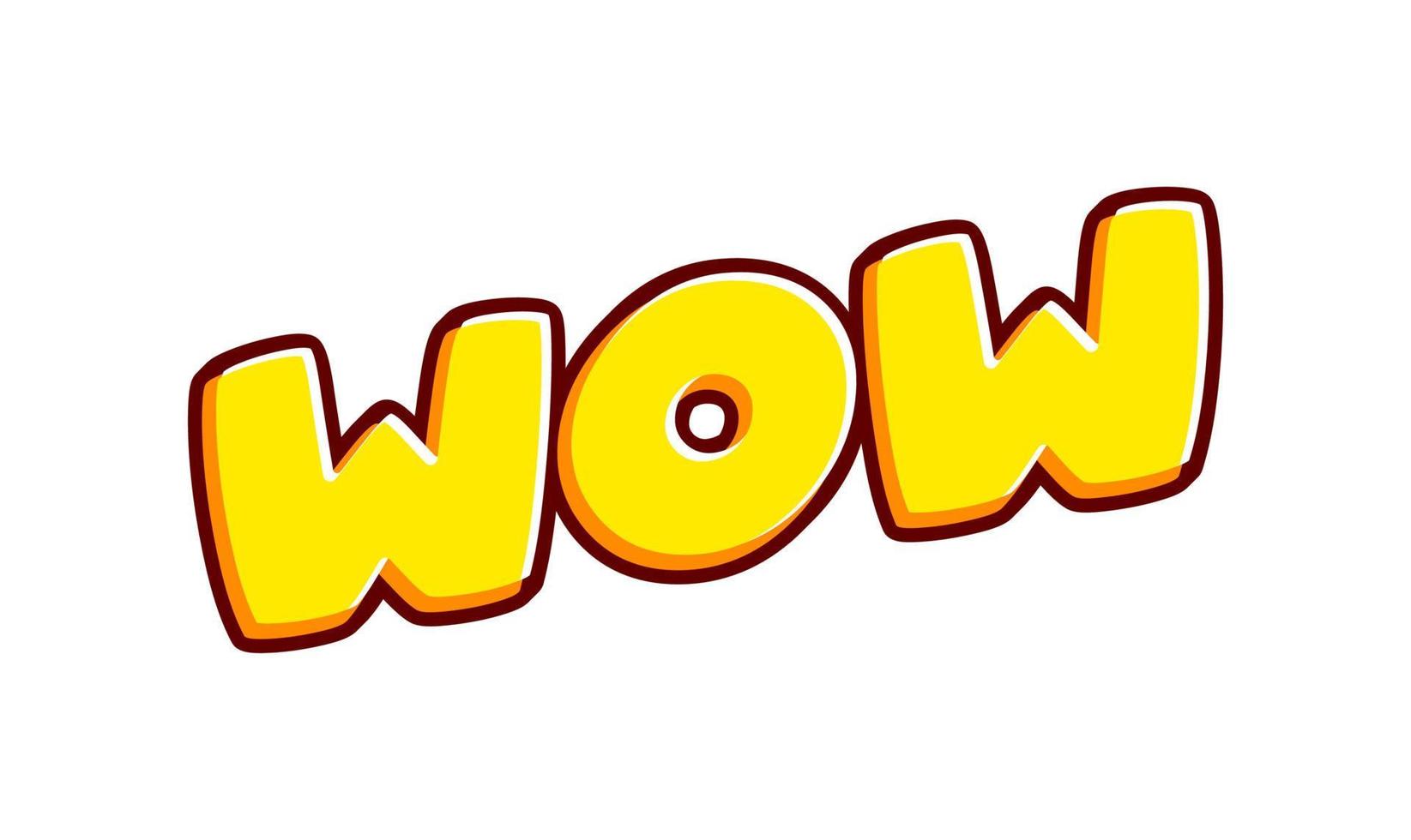 Wow 3d effect lettering isolated on white colourful text effect design vector. Text or inscriptions in English. The modern and creative design has red, orange, yellow colors. vector