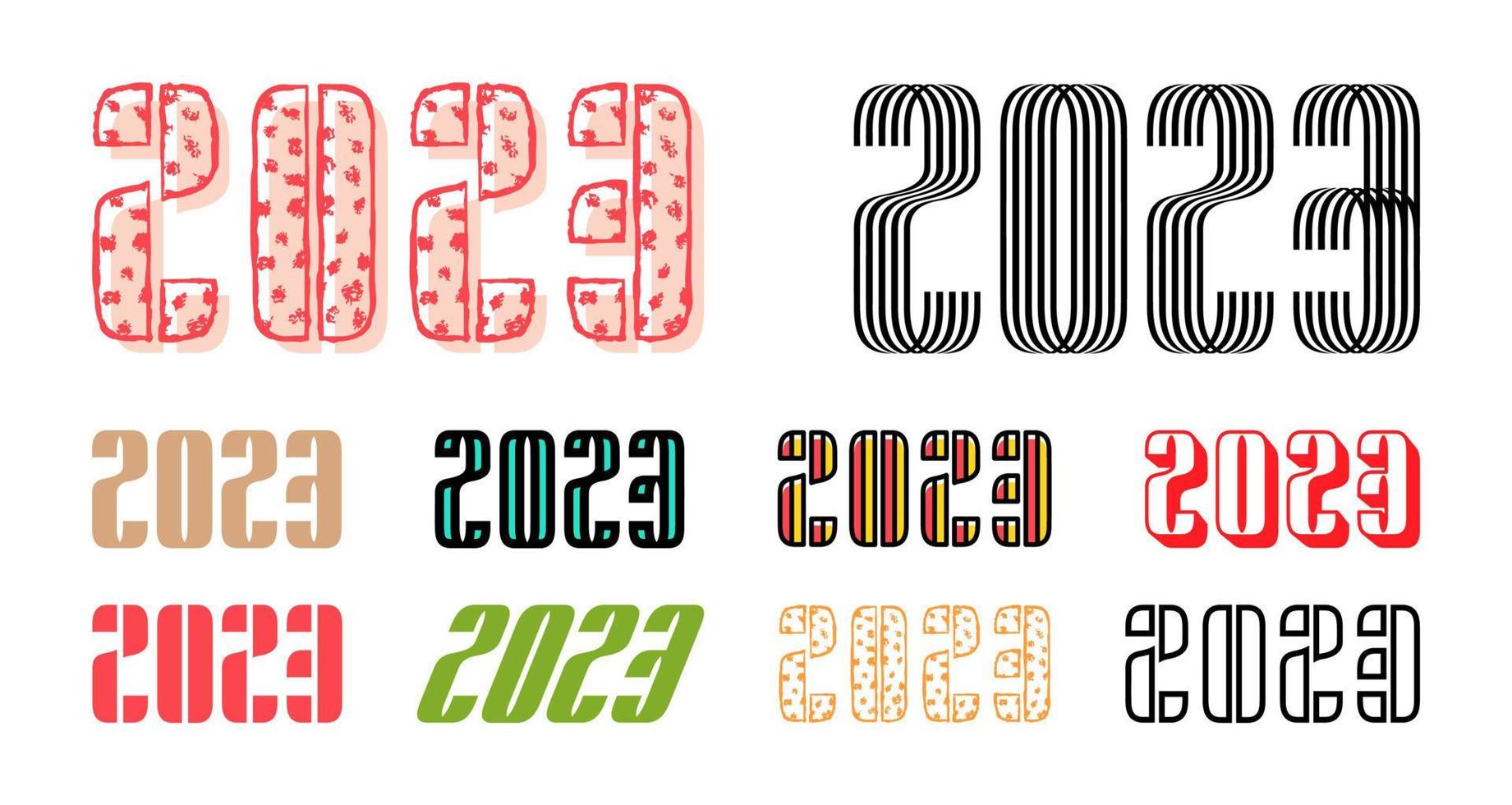 conjunto de diseño de texto del logotipo de feliz año nuevo 2023. Plantilla de diseño de número 2023. colección de símbolos de feliz año nuevo. ilustración vectorial vector