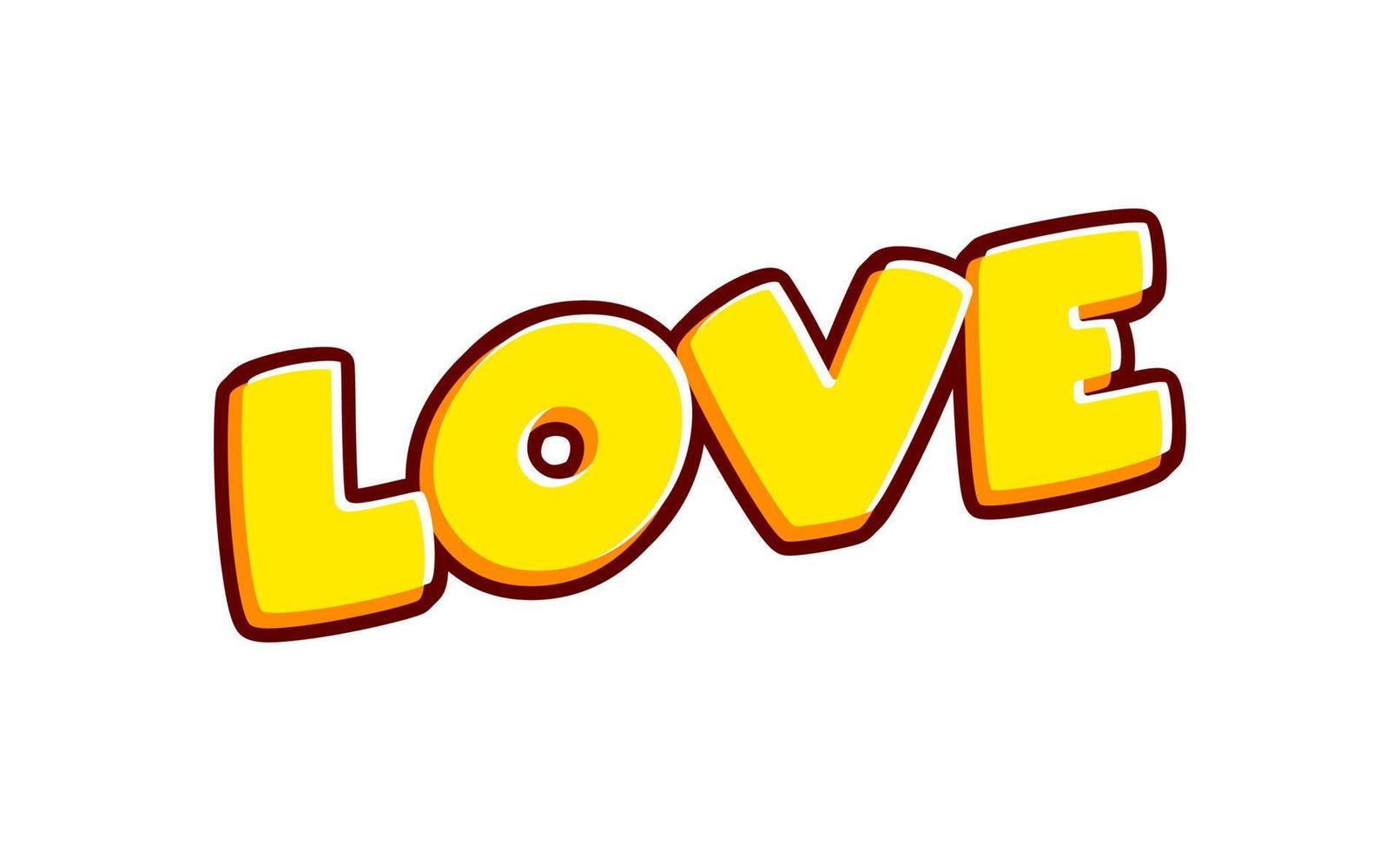 Love. Romantic phrase lettering isolated on white colourful text effect design vector. Text or inscriptions in English. The modern and creative design has red, orange, yellow colors. vector