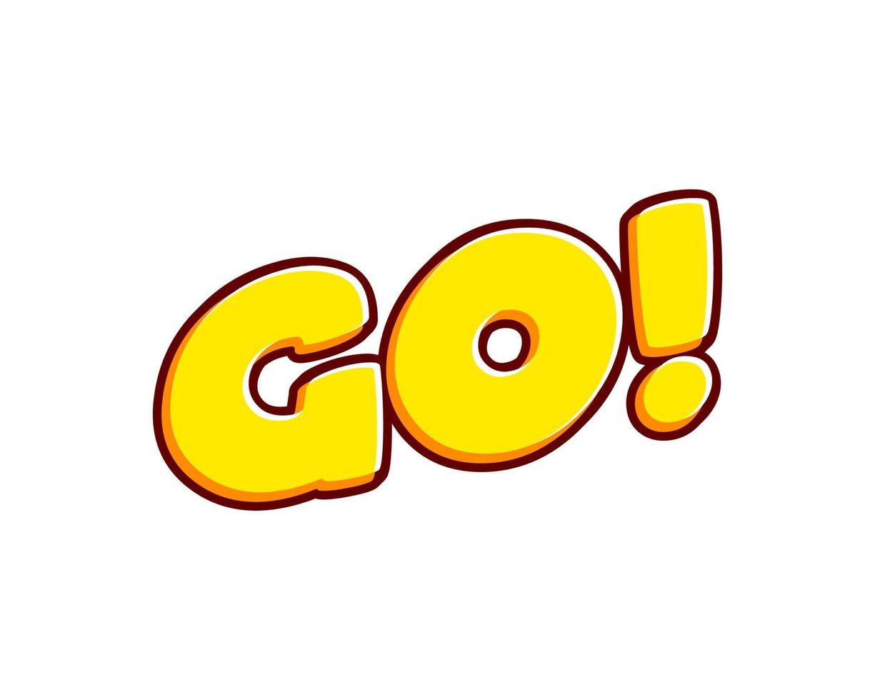 Go. Go isolated on white colourful text effect design vector. Text or inscriptions in English. The modern and creative design has red, orange, yellow colors. vector