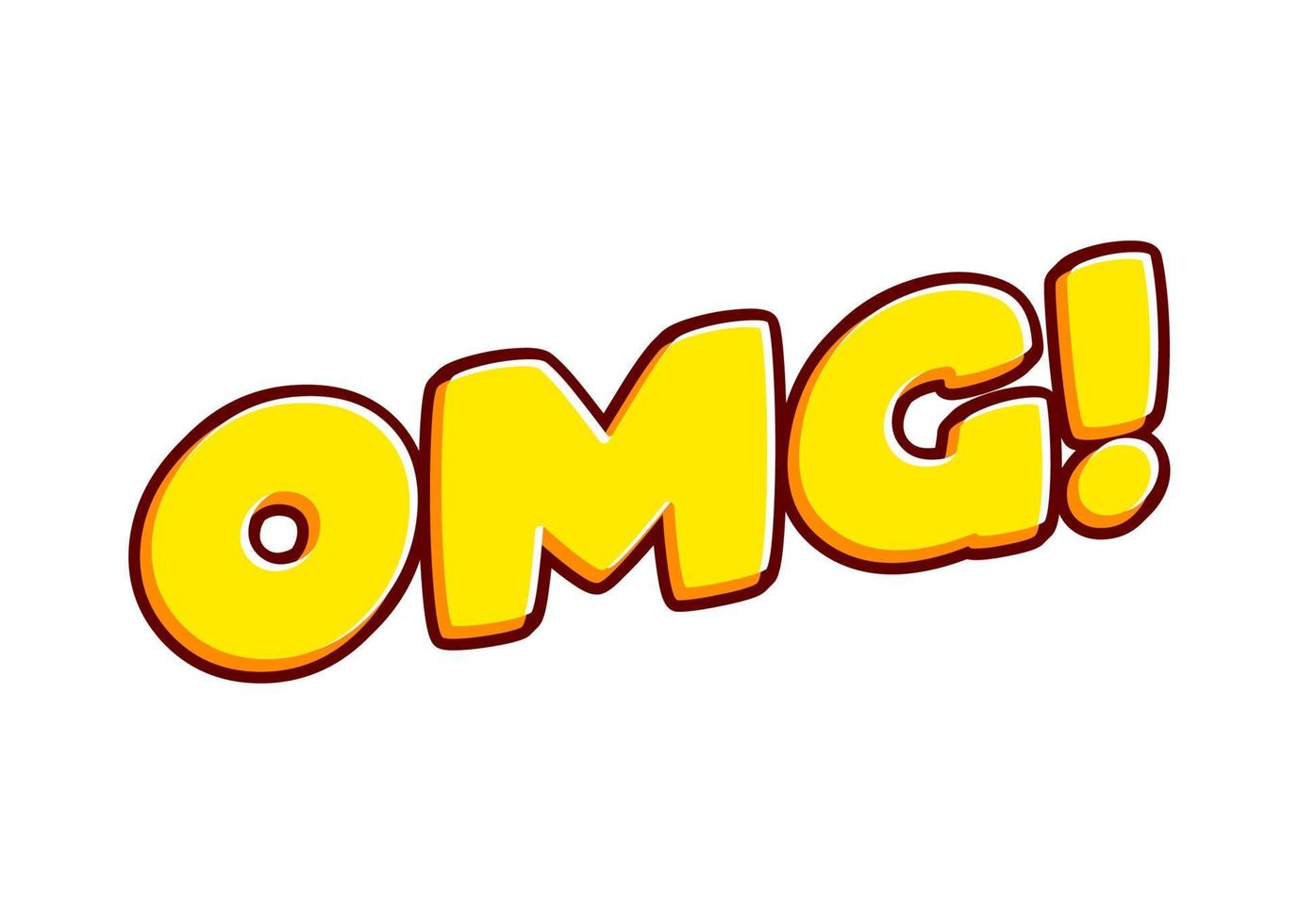 OMG 3d effect phrase lettering isolated on white colourful text effect design vector. Text or inscriptions in English. The modern and creative design has red, orange, yellow colors. vector