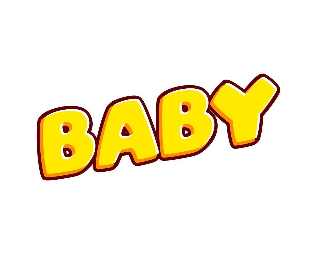 Baby. Cute phrase lettering isolated on white colourful text effect design vector. Text or inscriptions in English. The modern and creative design has red, orange, yellow colors. vector