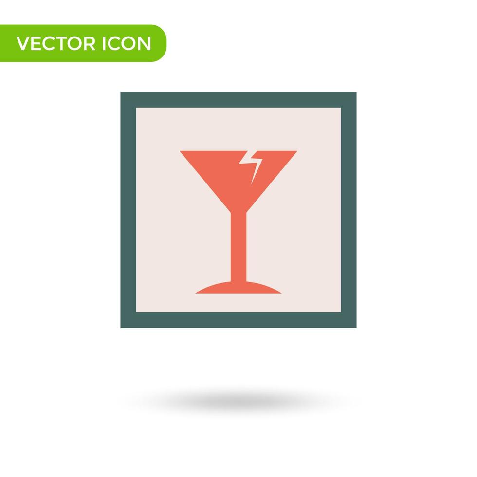 frágil icono de transporte de vidrio. icono mínimo y creativo aislado sobre fondo blanco. marca de símbolo de ilustración vectorial vector