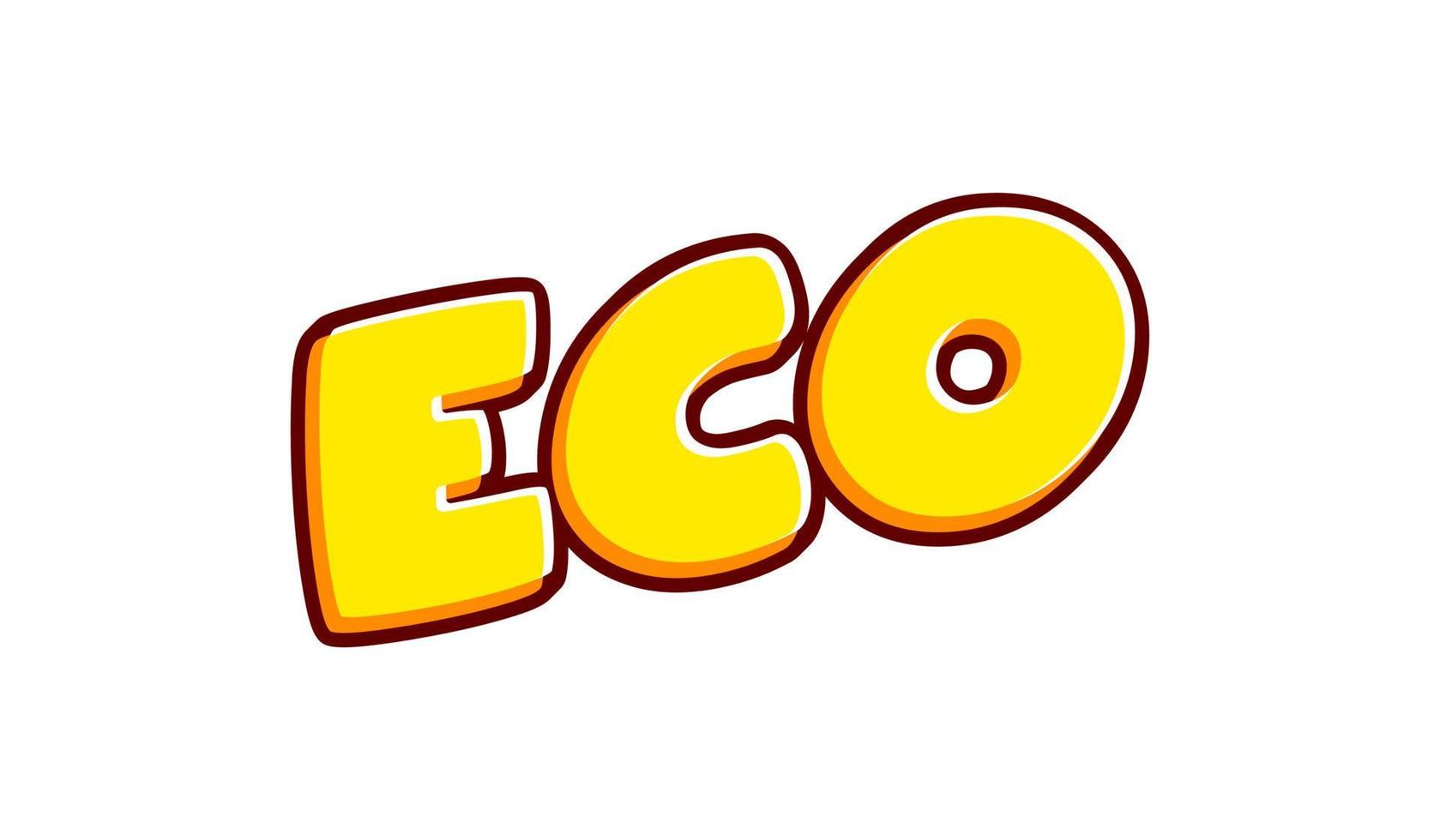 eco aislado en blanco vector de diseño de efecto de texto colorido. texto o inscripciones en inglés. el diseño moderno y creativo tiene colores rojo, naranja, amarillo.