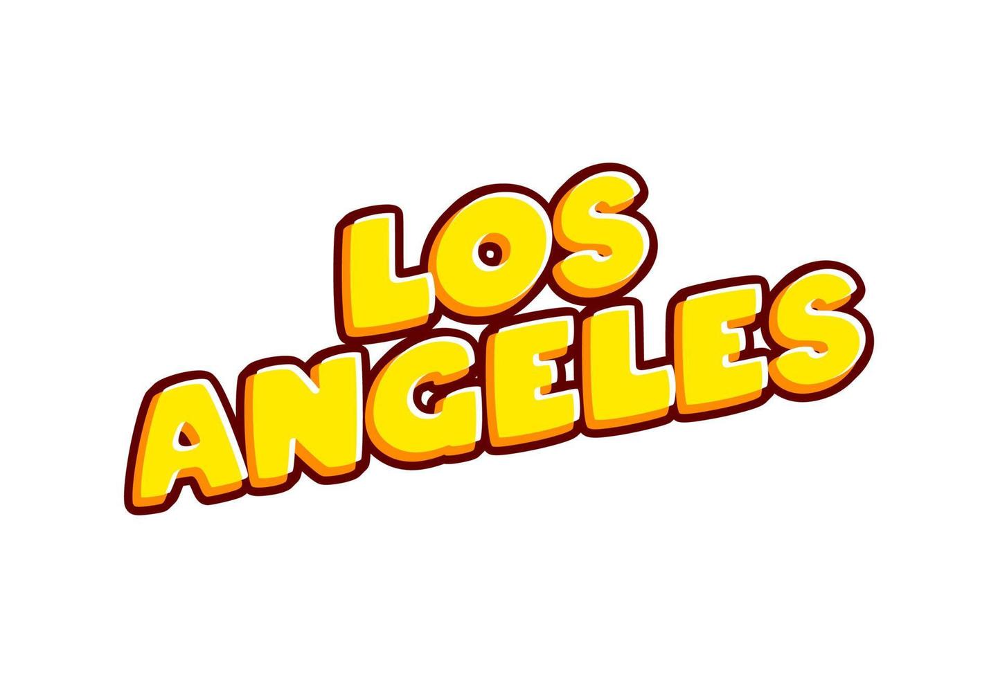 letras de la ciudad de los angeles de estados unidos aisladas en vector de diseño de efecto de texto colorido blanco. texto o inscripciones en inglés. el diseño moderno y creativo tiene colores rojo, naranja, amarillo.