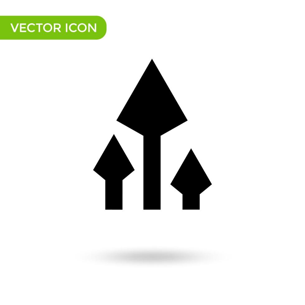 icono superior de tres flechas. icono mínimo y creativo aislado sobre fondo blanco. marca de símbolo de ilustración vectorial vector