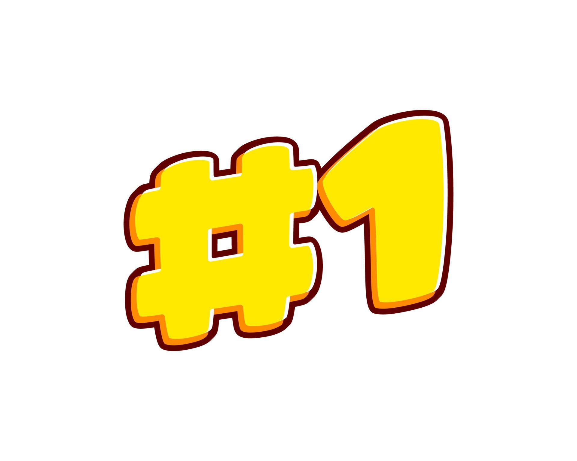 Number 1 isolated on white text effect design vector. Text or