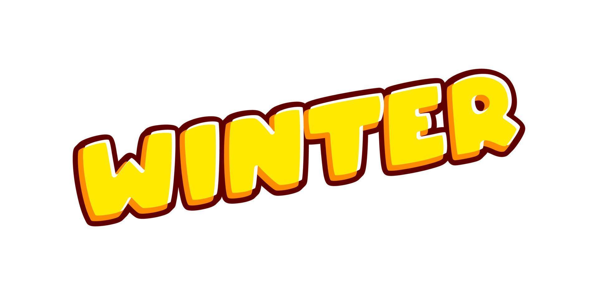 Winter lettering isolated on white colourful text effect design vector. Ice cold frozen weather. Text or inscriptions in English. The modern and creative design has red, orange, yellow colors. vector