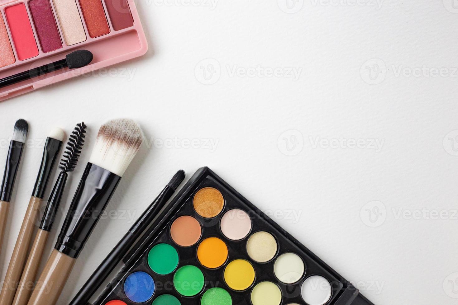 The cosmetic flat lay on white background. photo