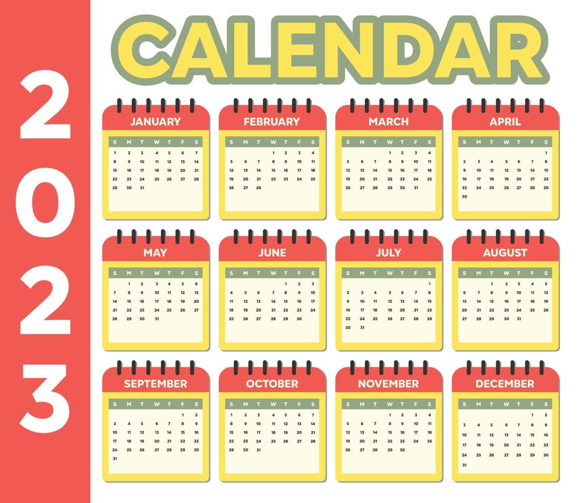 Calendar planner template for 2023 vector