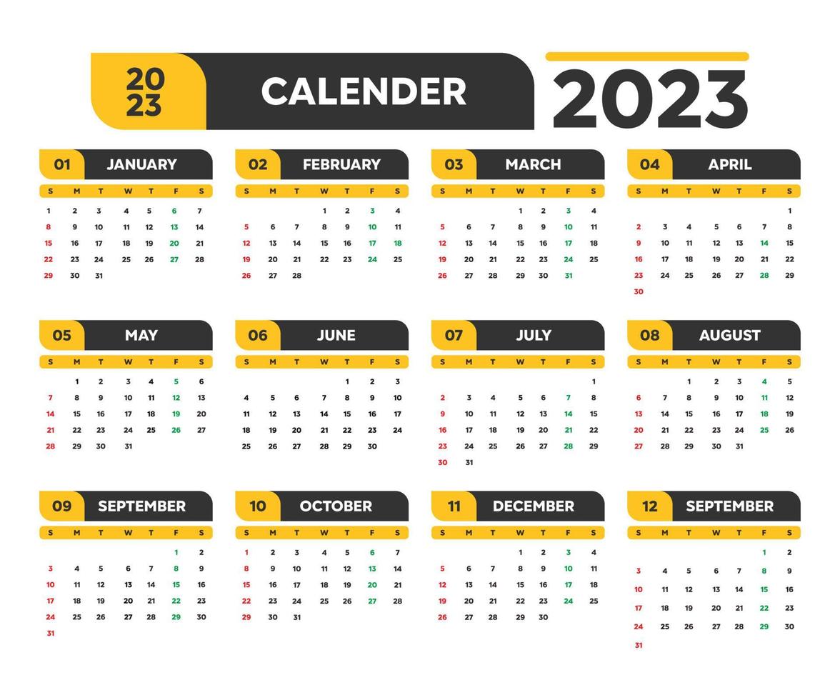 Modern 2023 new year stylish calendar template vector