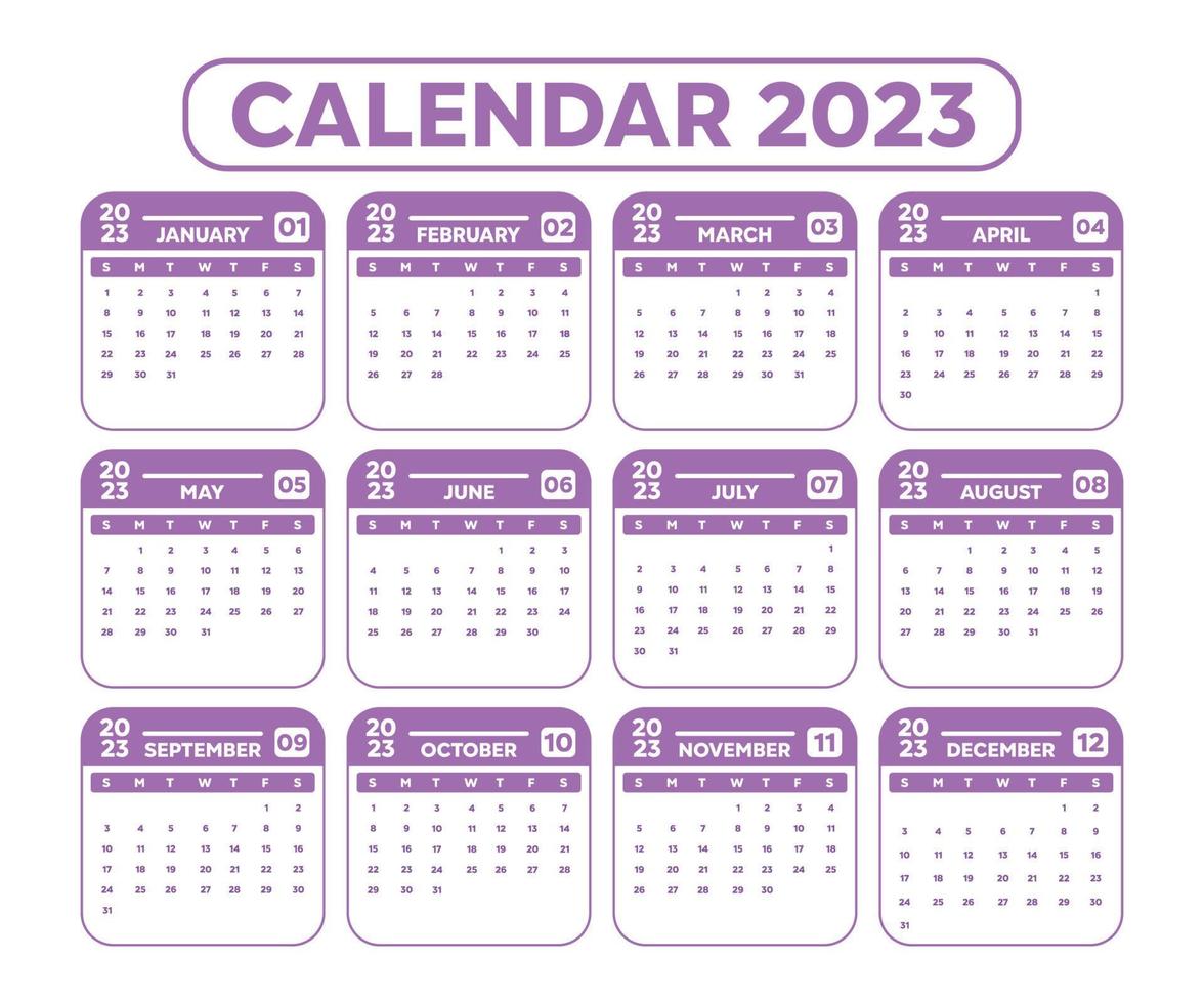 2023 new year clean calendar template vector