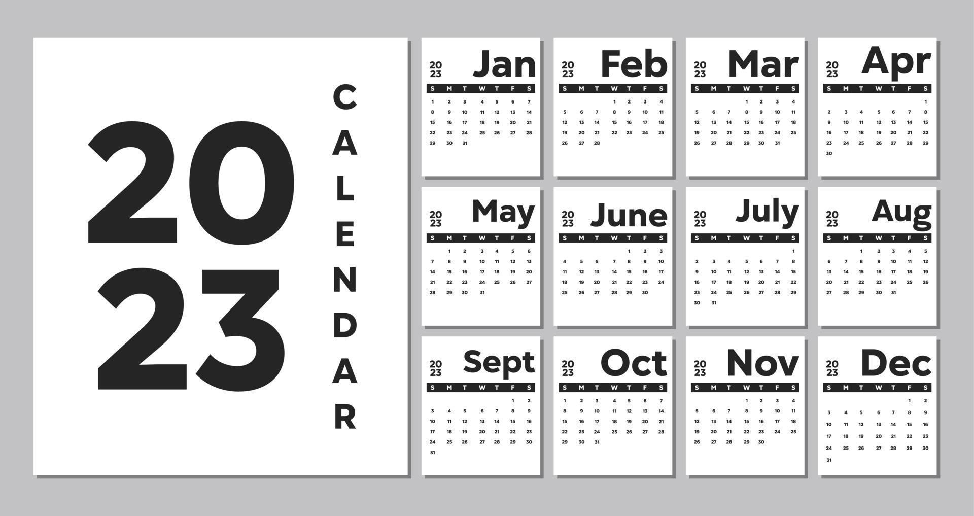 Elegant professional 2023 business calendar template 10697624 Vector