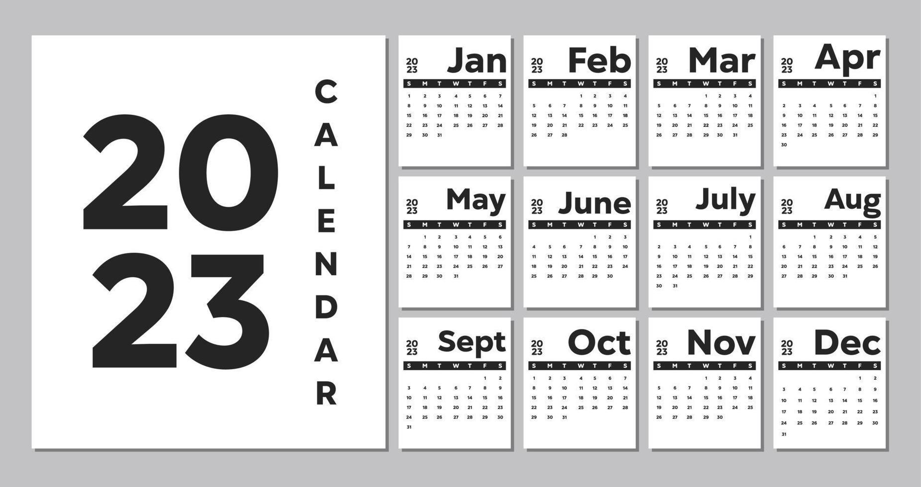 Elegant professional 2023 business calendar template vector