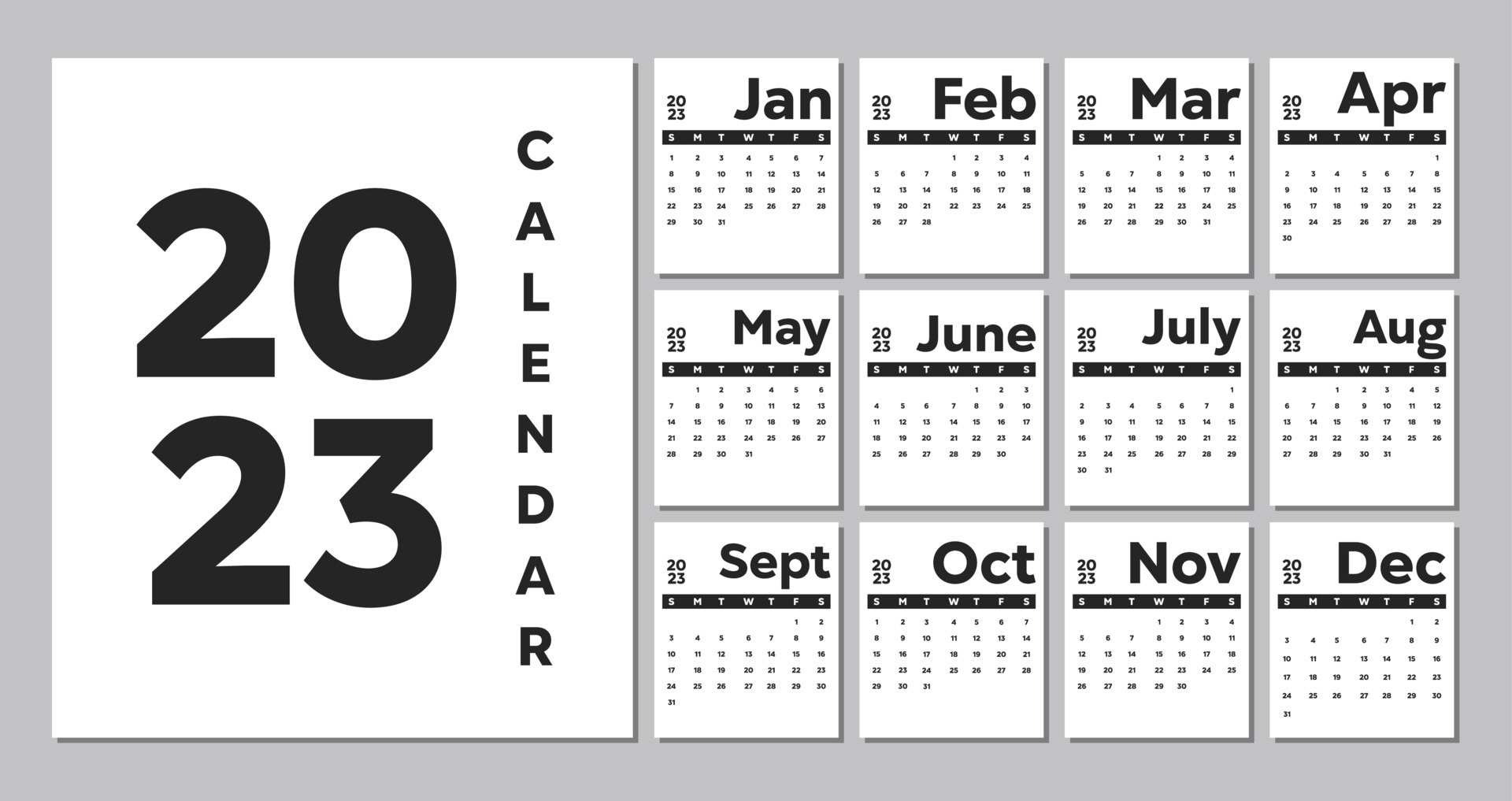 Elegant professional 2023 business calendar template 10697624 Vector