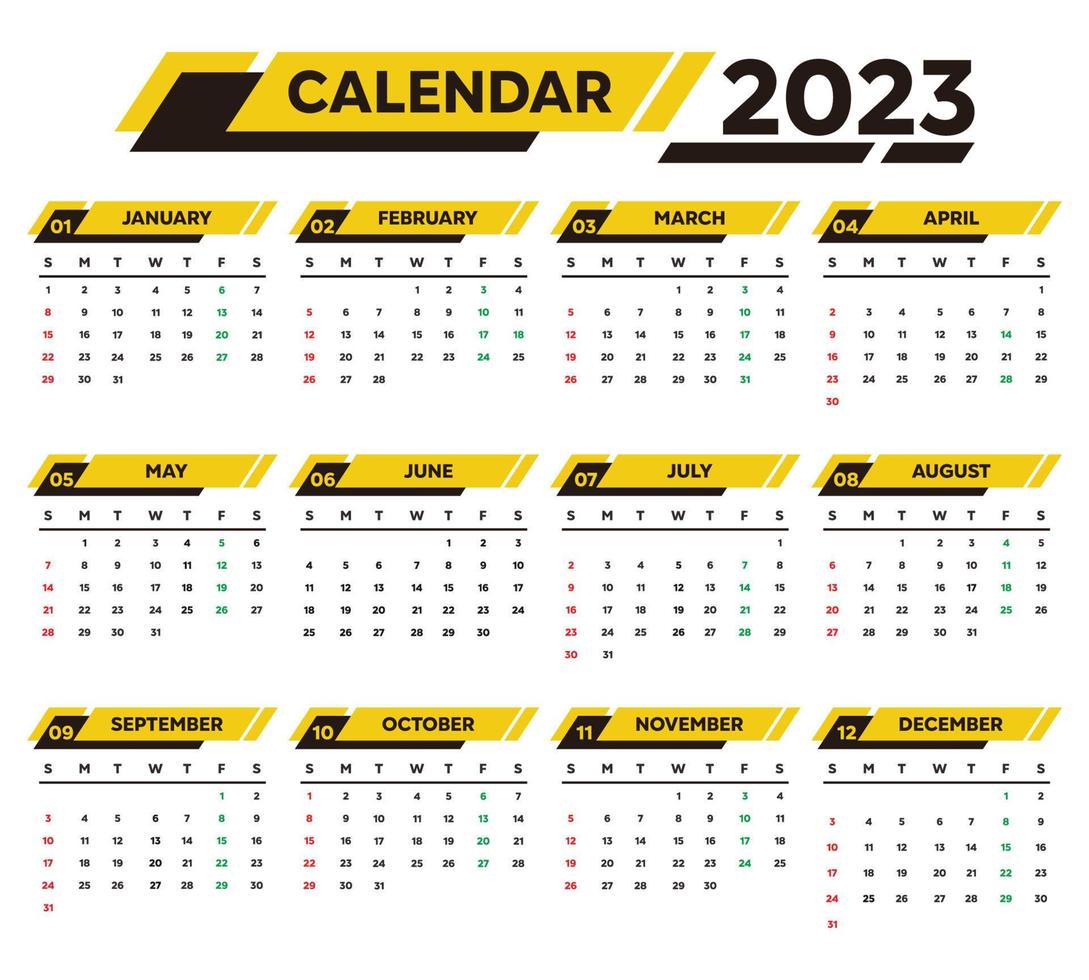 2023 happy new year calendar layout template design vector