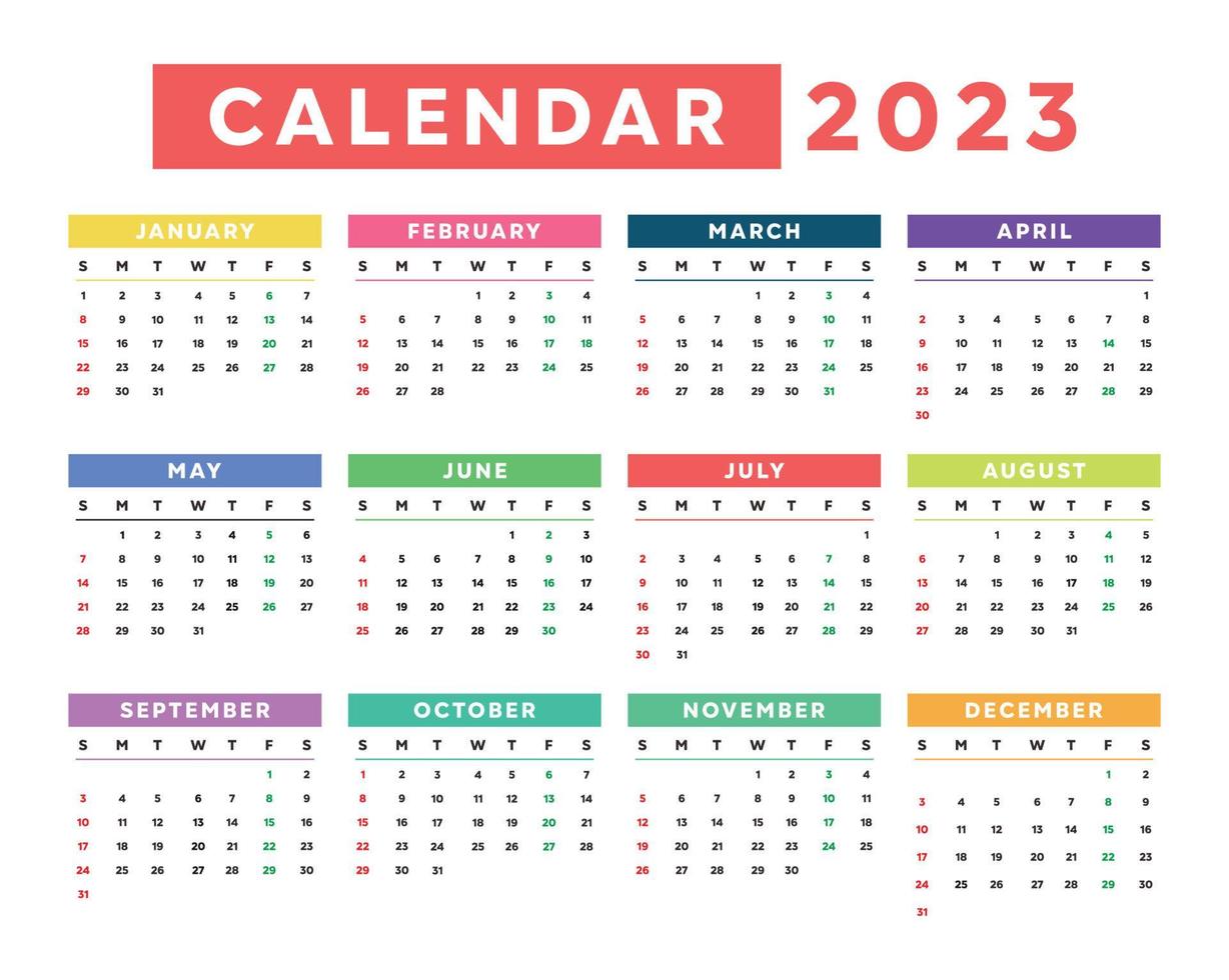 Simple 2023 new year calendar design template vector