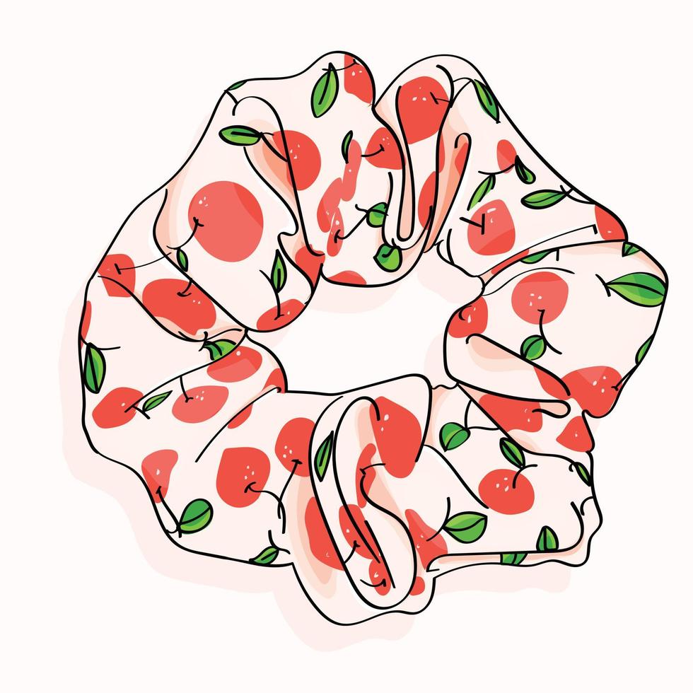 beautiful fruity texture hair scrunchie. vector