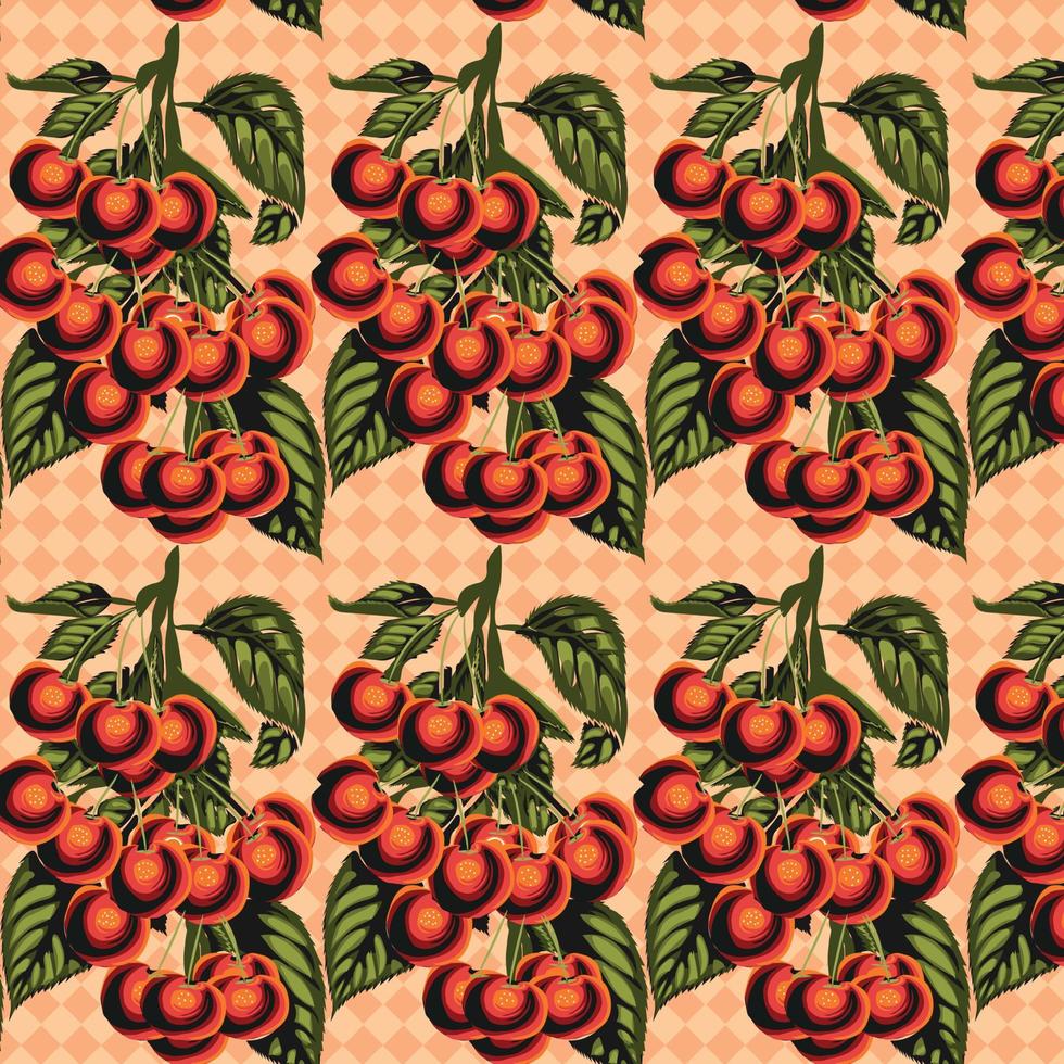 seamless pattern with tropical fruits and leaves. vector