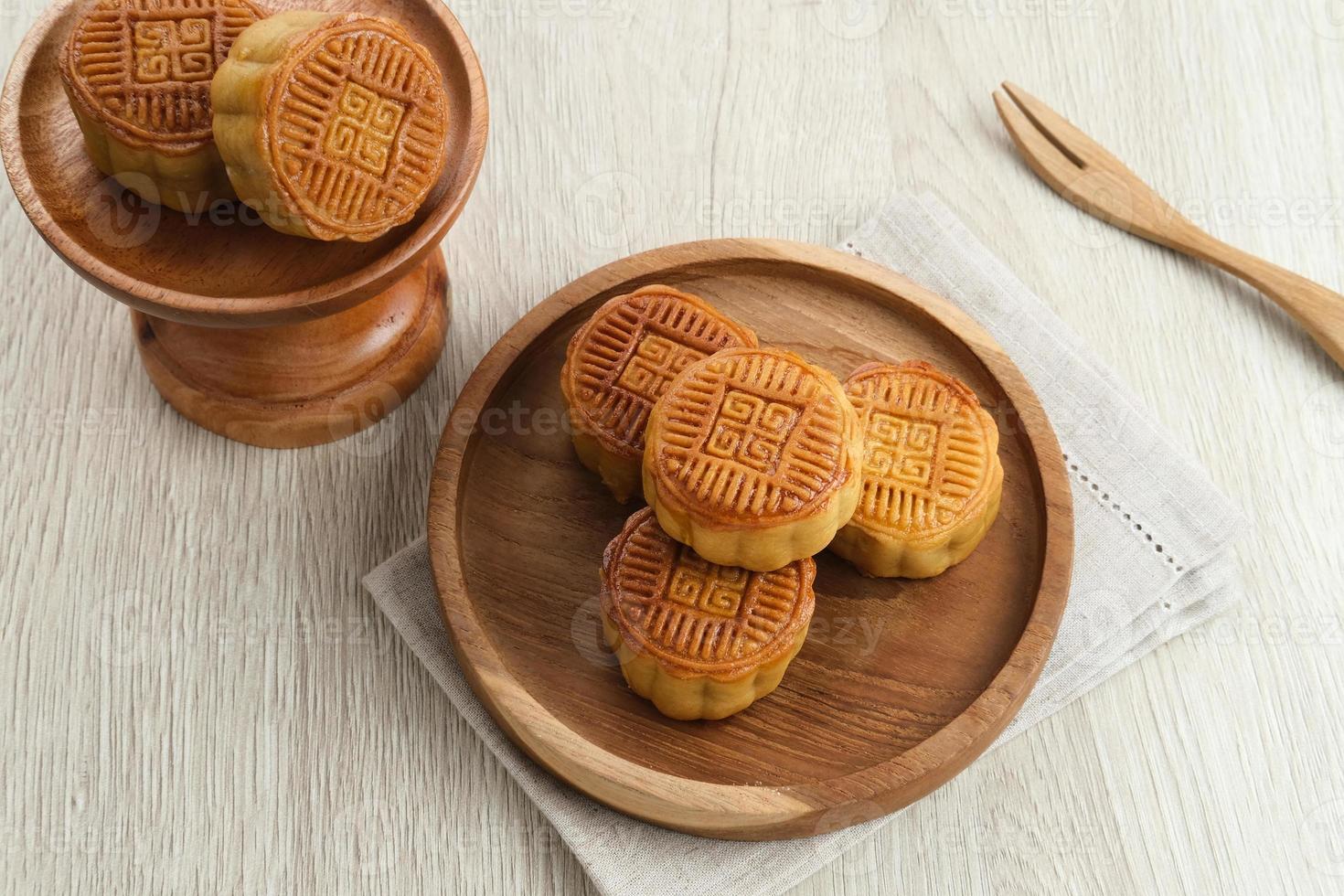 Moon Cake, traditional Chinese snack popular during the mid autumn festival. photo