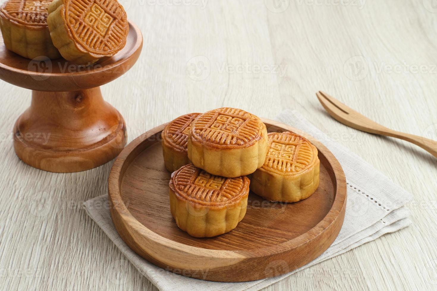 Moon Cake, traditional Chinese snack popular during the mid autumn festival. photo