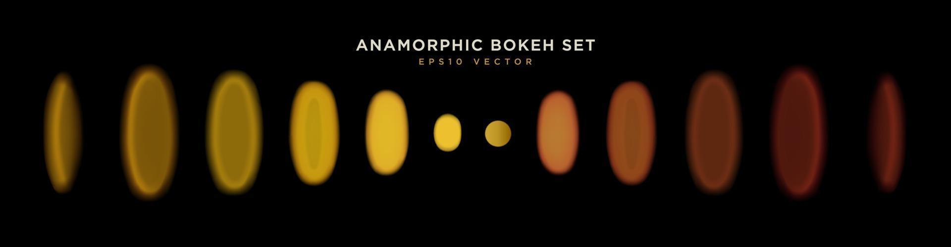 Anamorphic lens oval bokeh isolated vector template set