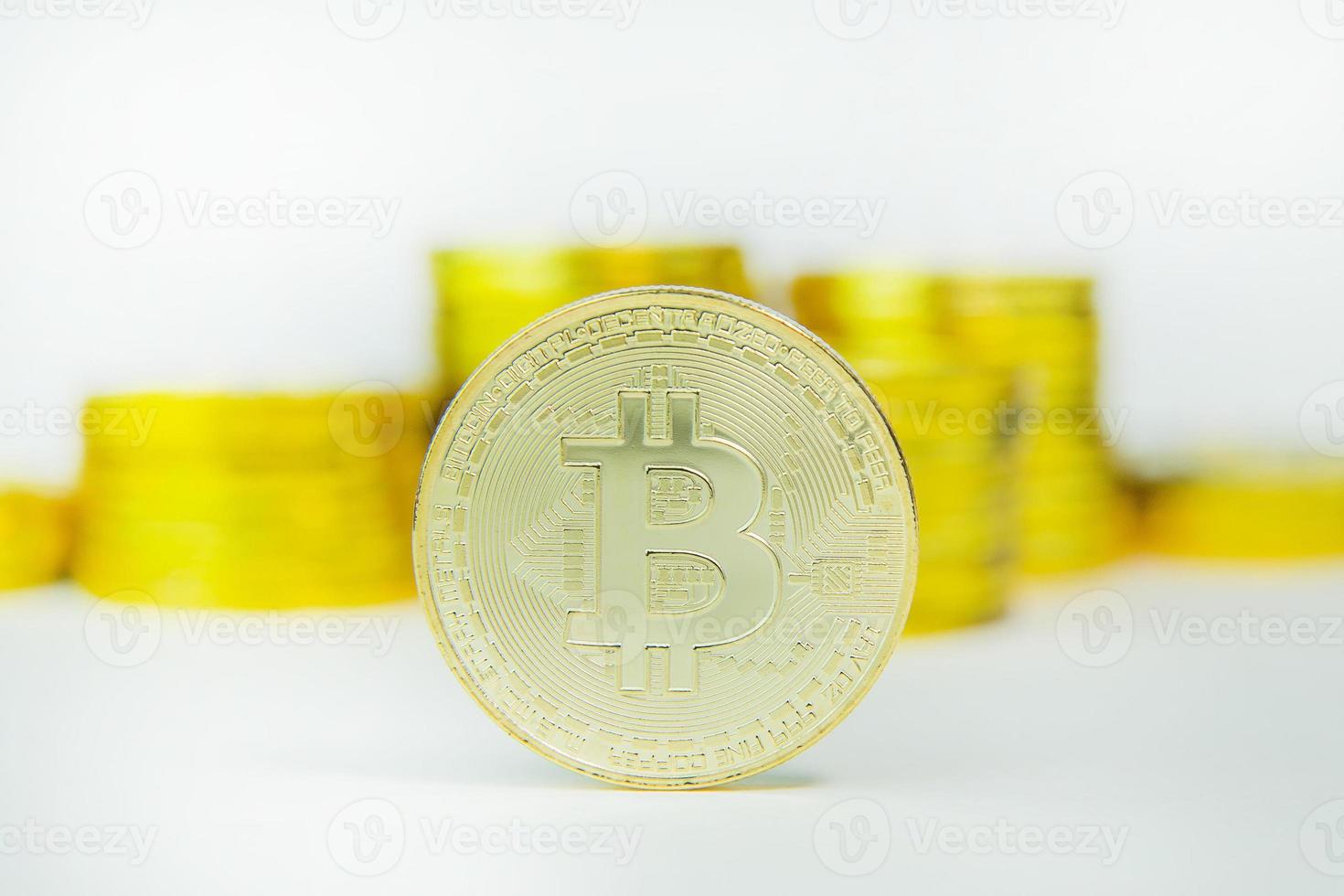crypto currency concept.Bitcoins ,Gold Coins ,Cryptocurrency with space for your Concept . photo