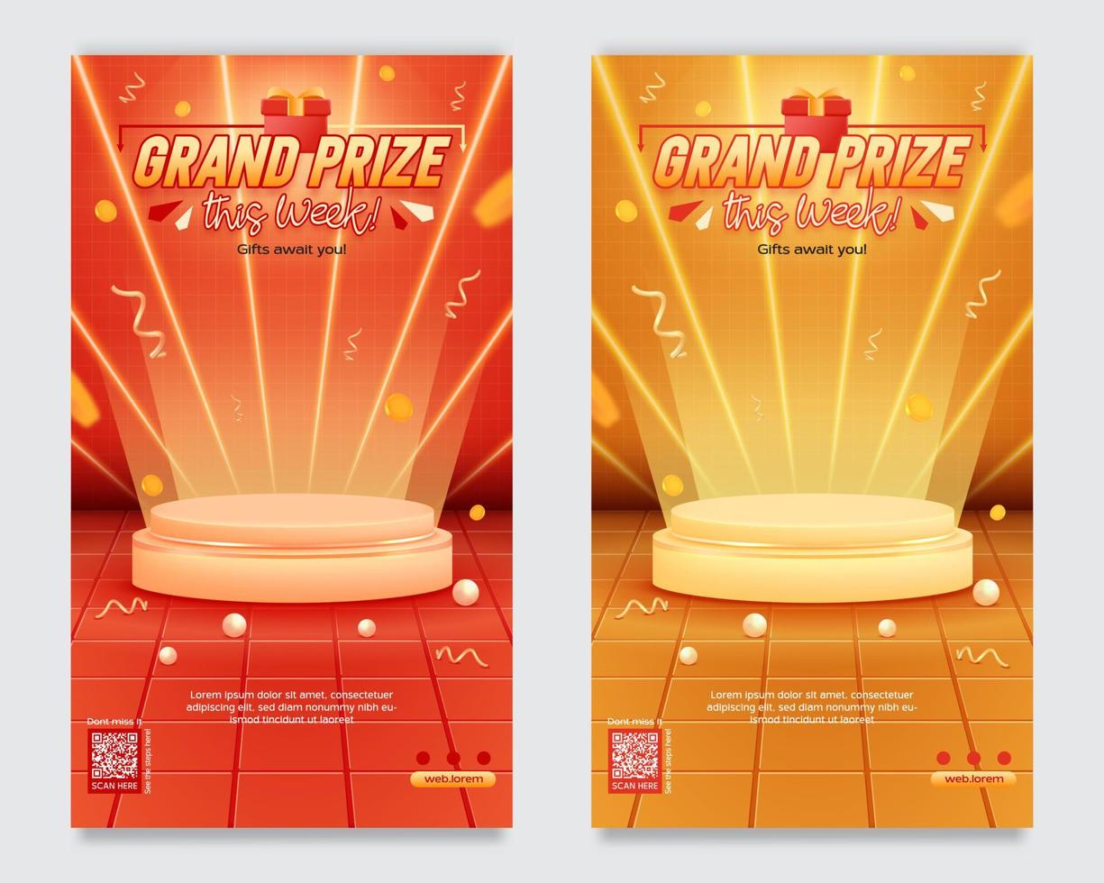 Grand prize event and invitation social media poster template vector
