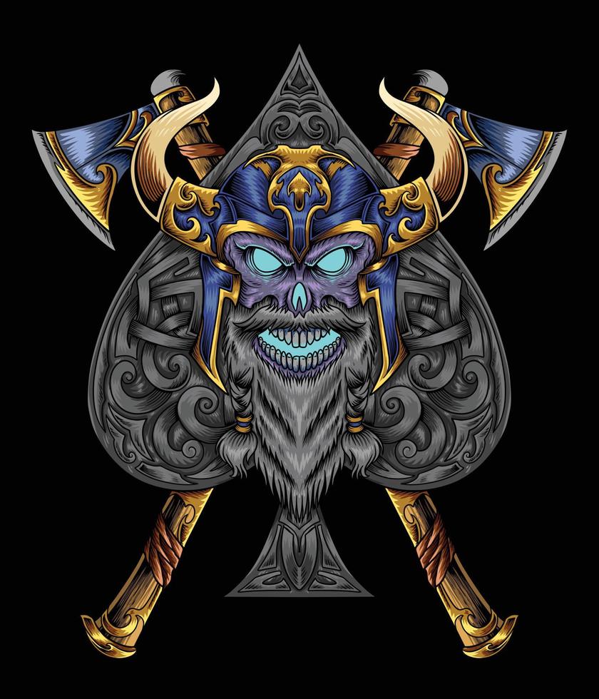 Viking skull head with axes vector