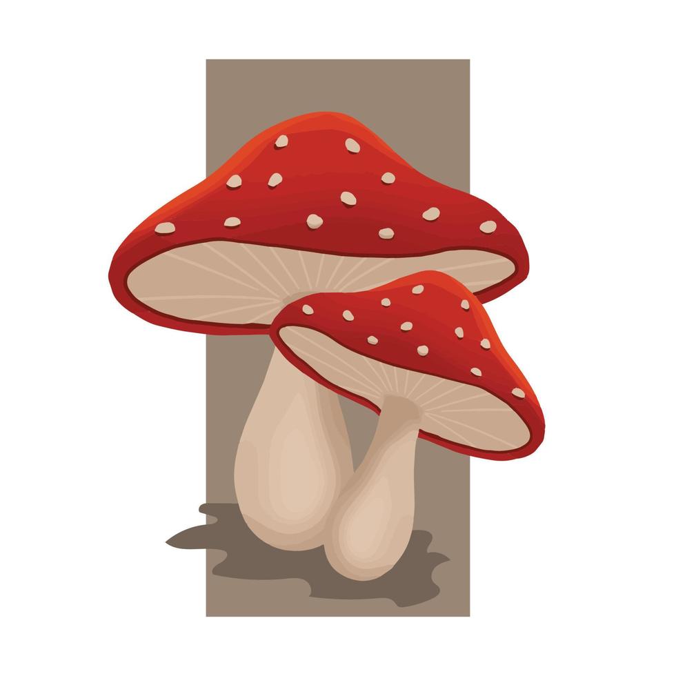 Red mushroom or fungus plant, Russula aurea vector illustration