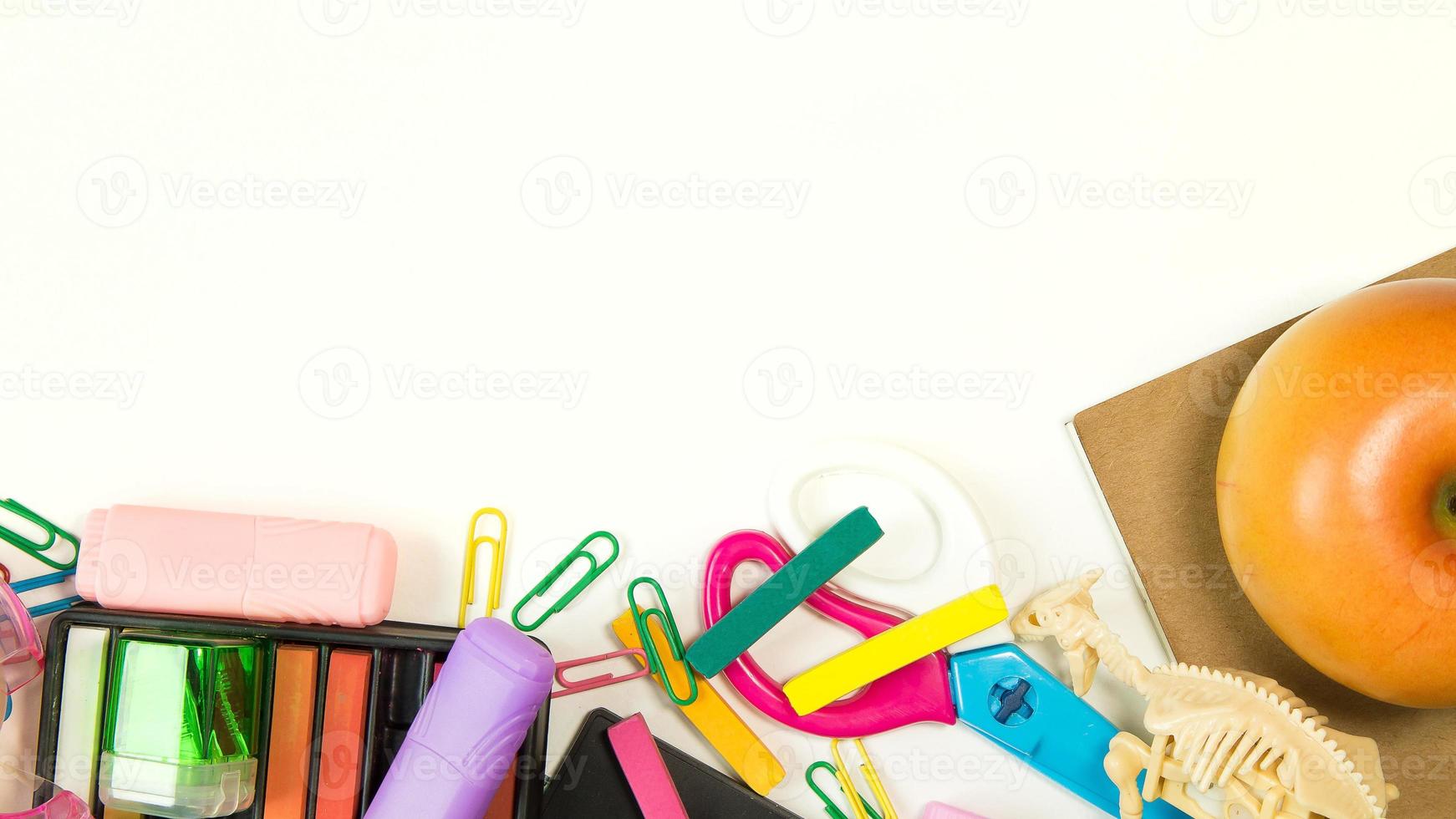 The  back to School supplies  background  for your design. photo