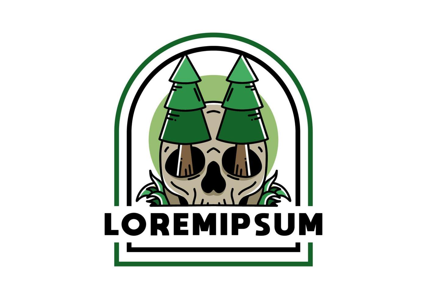 Pine trees stuck in skull illustration design vector