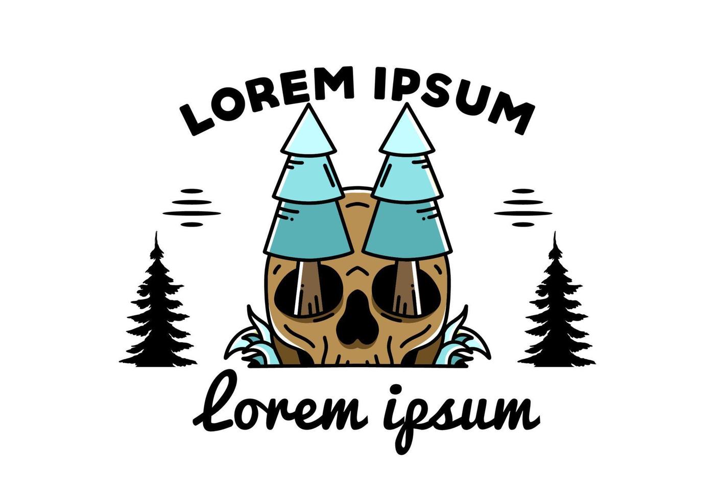 Pine trees stuck in skull illustration design vector