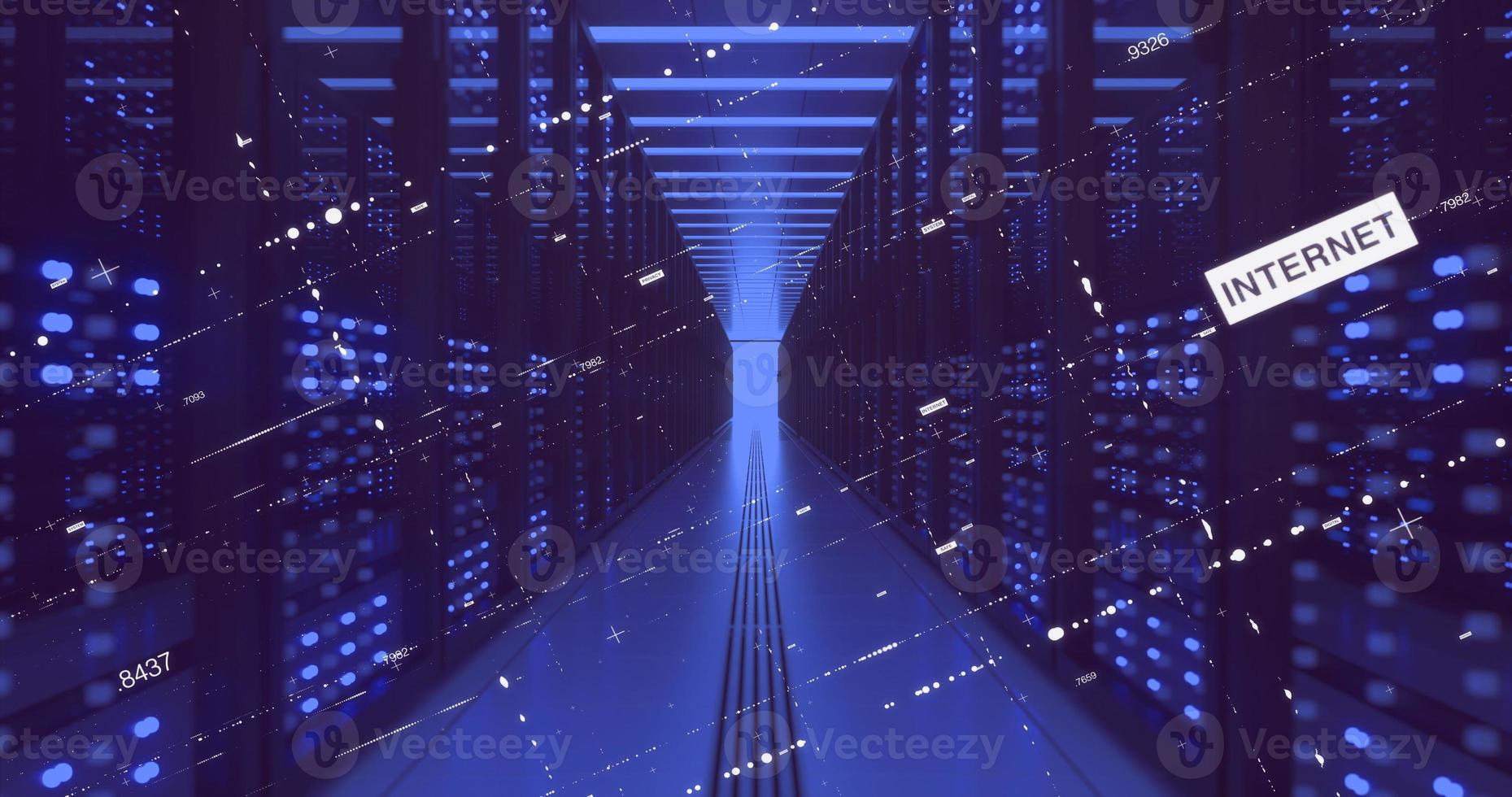 Data Center Computer Racks In Network Security Server Room Cryptocurrency Mining photo