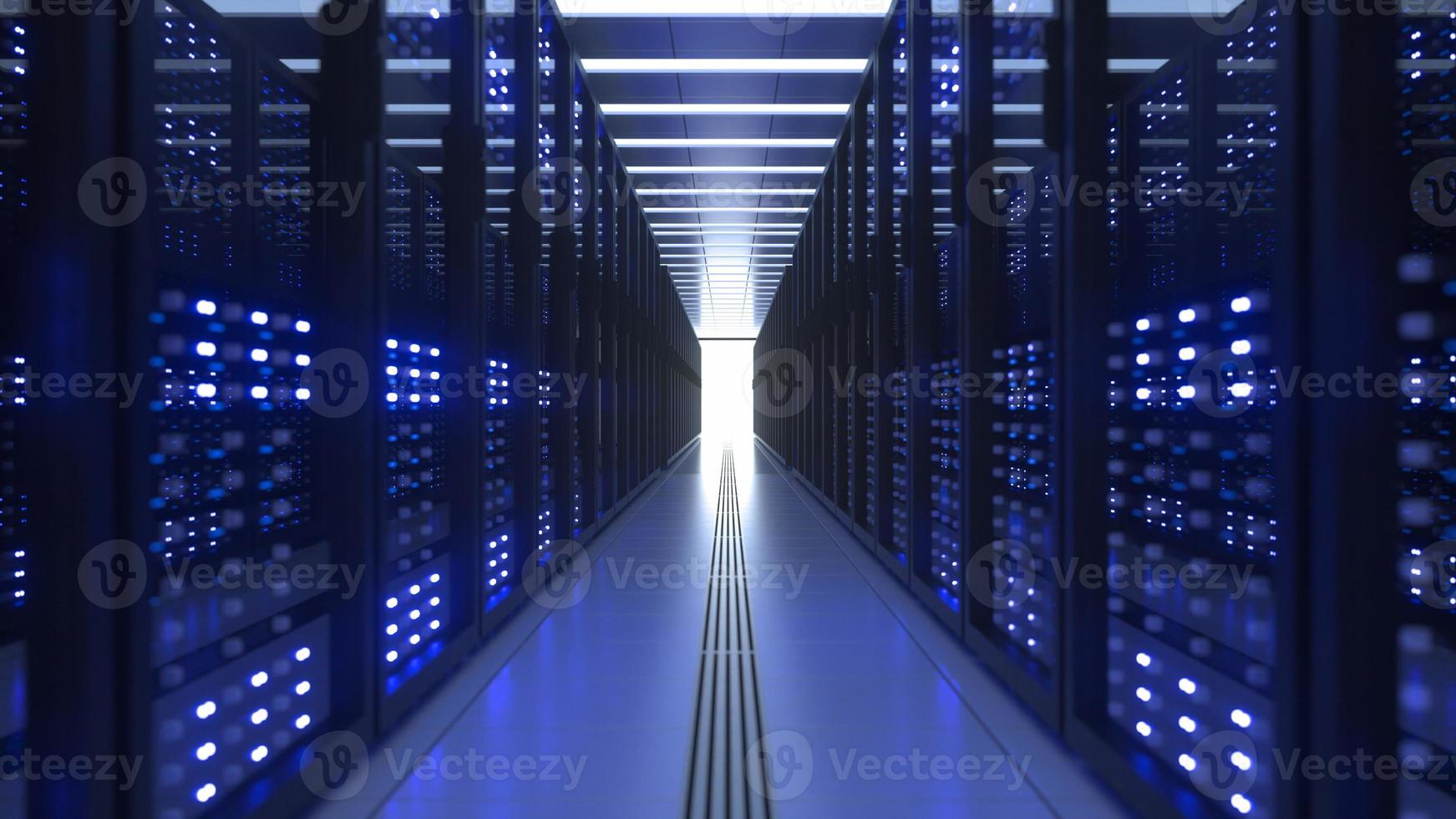 Data Center Computer Racks In Network Security Server Room Cryptocurrency Mining photo