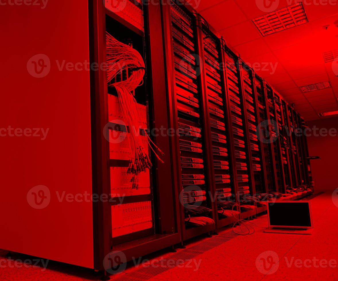 laptop computer at server network room photo