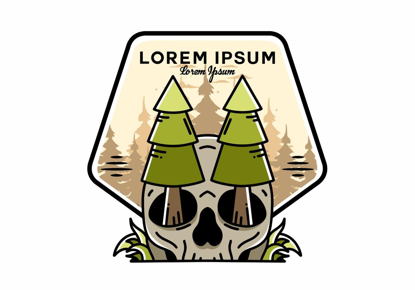 Pine trees stuck in skull illustration design vector