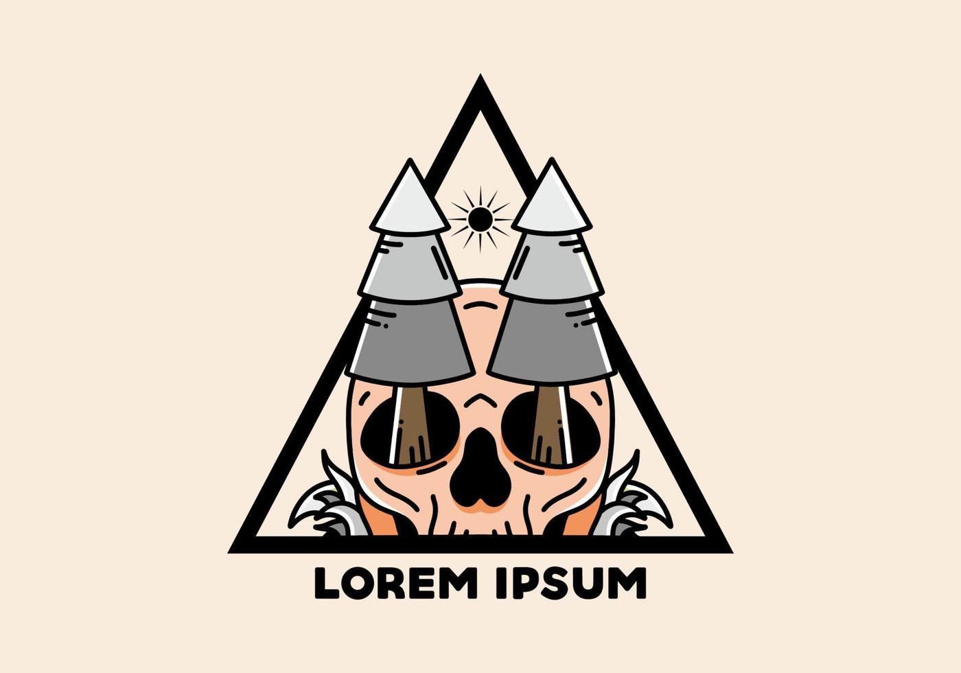 Pine trees stuck in skull illustration design vector